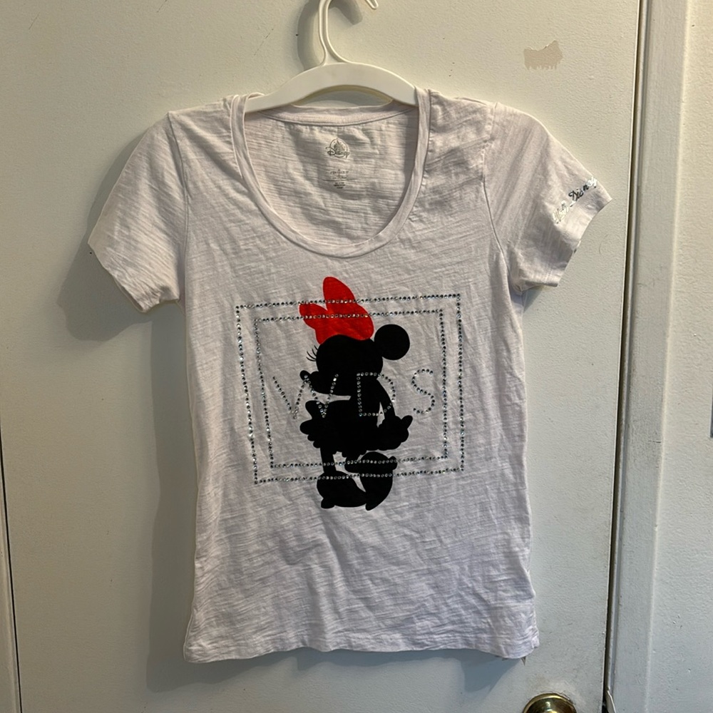 Minnie Mouse Walt Disney studios white medium t-shirt, jewels, 100% cotton